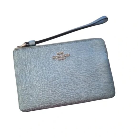 COACH Wristlet Leather H1577
F64130 Metallic Blue Peacock
Silver Hardware - Picture 1 of 4